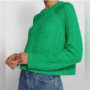 Alice + Olivia Leta Textured Crop Pullover Sweater XS Green